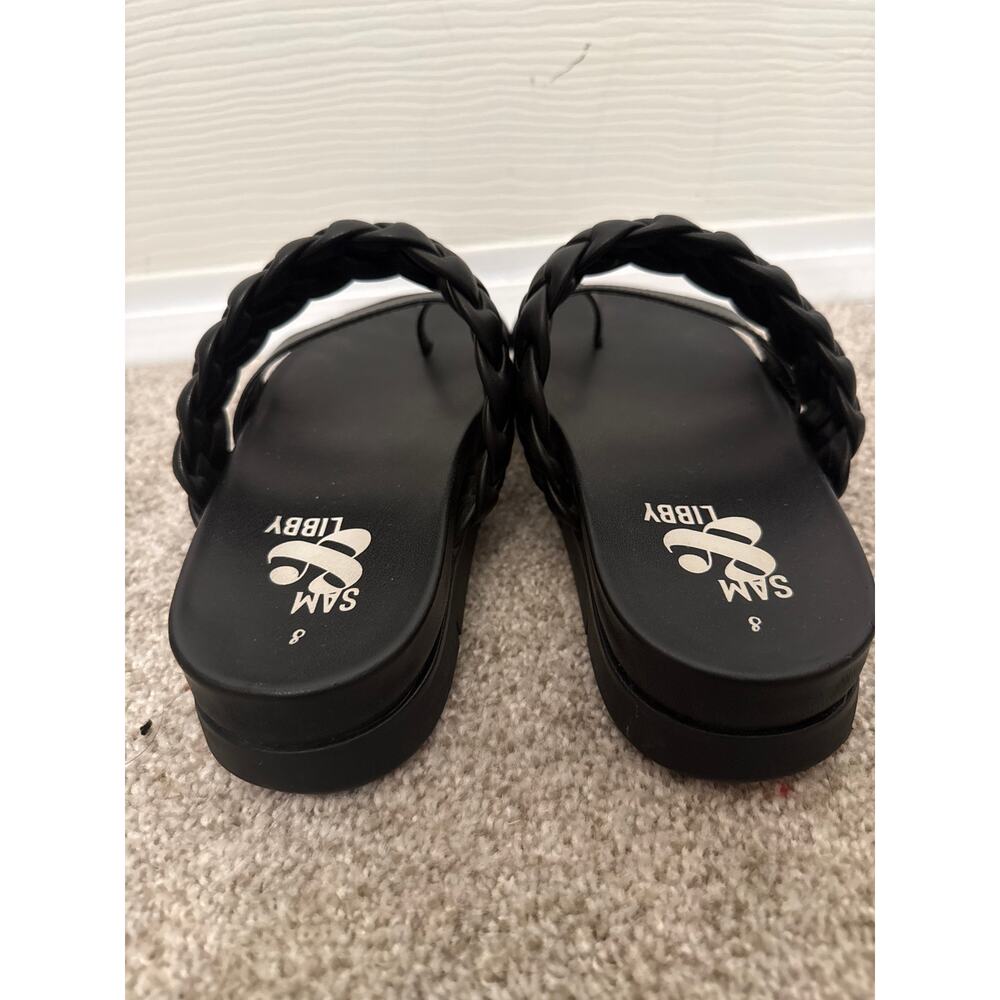 Sam & Libby Adelia Womens Black Footbed Sandals Double Strap Slides, sz 8 - Picture 5 of 9